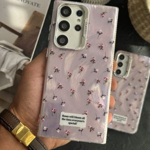 قاب موبایل سامسونگ گل رز اسپشیال کلاسیک شاینی صورتی